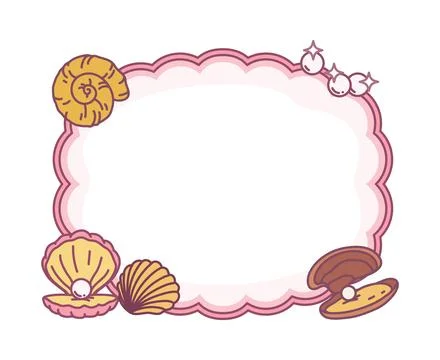 Memo note, kids diary planner with seashell pearls Stock Illustration