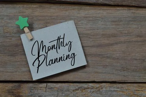 Memo note written with text MONTHLY PLANNING. Stock Photos
