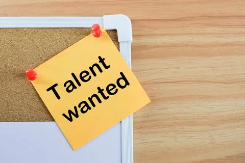 Memo note written with text TALENT WANTED Stock Photos