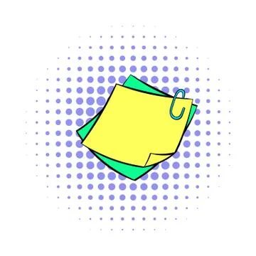 Memo notes with paper clip icon, comics style Stock-Illustration