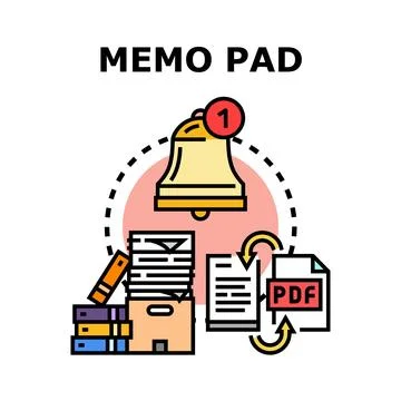 Memo pad application sending notification for new tasks Stock Illustration