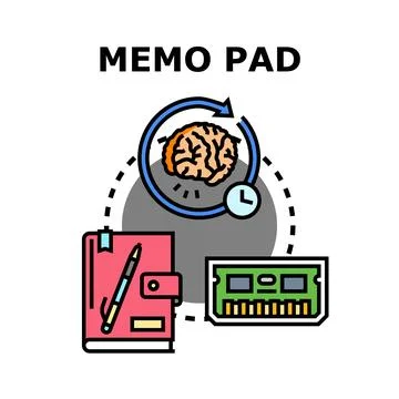 Memo pad concept for memory and learning process Stock Illustration