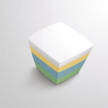 Memo papers stack on bright background Stock Illustration