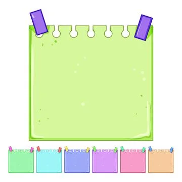 Memo pinned paper notes cartoon vector graphic Stock Illustration