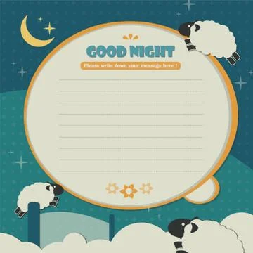 Memo template of cute sheep jumping on the cloud. Stock Illustration