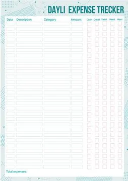 Memo to track expenses Stock Illustration
