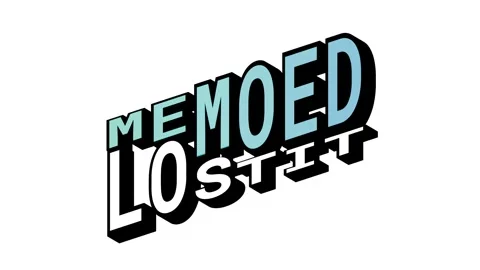 MEMOED vs LOSTIT, 3D Text Animation in Isometric View with Opposite Word Motion Stock Footage 314263728