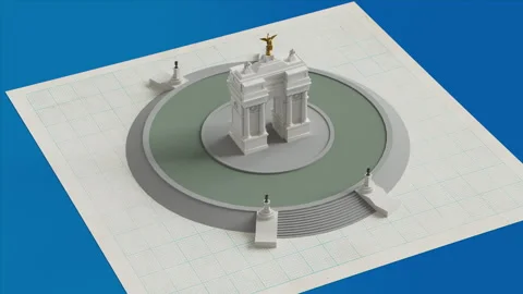 Memorial Circle Arch, conceptual neoclassical monument, Trump Arch DC Video stock 332552196