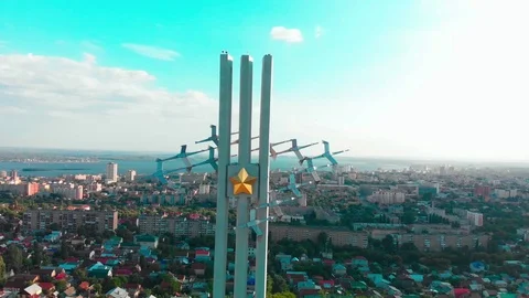 Memorial complex Cranes in Victory Park in Saratov - a monument for the Great Stock-Footage 116512225