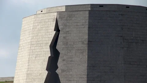 Memorial complex to heroic defenders of 35th coastal battery of Sevastopol Stock Footage 106111352