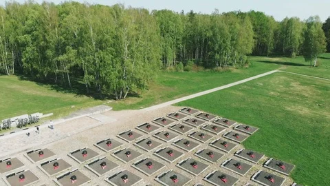 Memorial complex in Khatyn. Cemetery village. Video stock 89700513