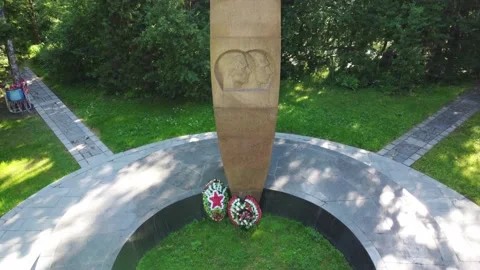 Memorial complex at the site of the death of Yuri Alekseevich Gagarin Stock Footage 219349069