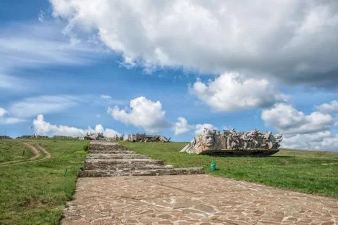 Memorial complex on the top of the Saur-Graves Stock Photos