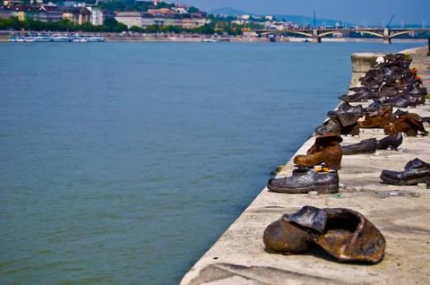 Memorial at the Danube Stock Photos
