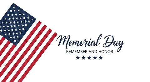 Memorial Day American flag with remember and honor text on white background.. Stock Illustration