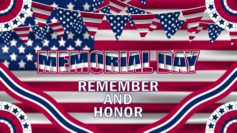 Memorial day and remember and honor massage on waving usa flag with beautif.. Stock Footage 311200743