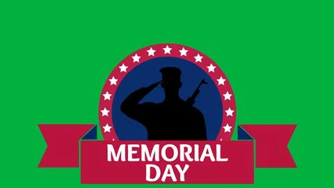 Memorial day animated sticker with saluting soldier icon Stock Illustration