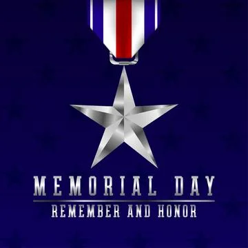 Memorial Day background with silver star, stars and stripes. Template for M.. Stock Illustration