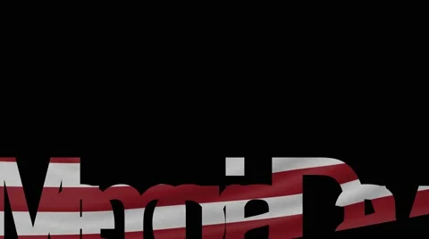 Memorial Day caption and waving American flag 4K intro animation Stock Footage 65234105