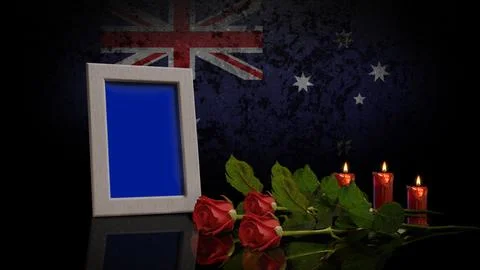 Memorial Day Card. With the Flag of Australia in the Background. Stock Photos
