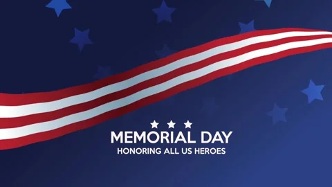 Memorial day celebration background with waving american flag ribbon and st.. 動画素材 338313308