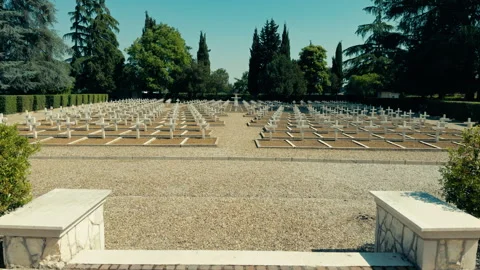 Memorial Day Cemetery With Rows of White Crosses Stock Footage 336511292