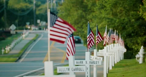 Memorial Day Flags 4K DCI Stock Footage 242553114