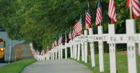 Memorial Day Flags 4K DCI Stock Footage 242553116