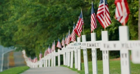 Memorial Day Flags 4K DCI Stock Footage 242553117