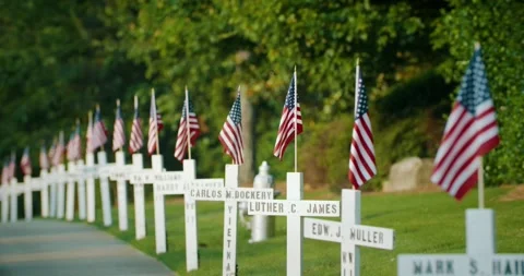 Memorial Day Flags 4K DCI Stock Footage 242553118