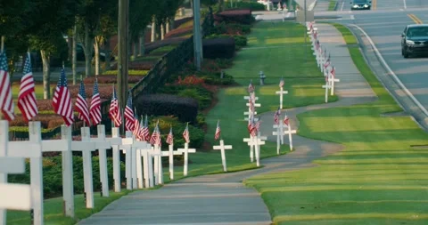 Memorial Day Flags 4K DCI Stock Footage 242553130