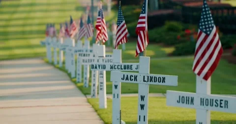 Memorial Day Flags 4K DCI Stock Footage 242553154
