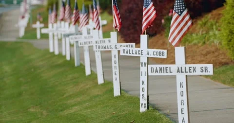 Memorial Day Flags 4K DCI Stock Footage 242553203
