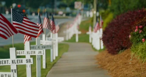Memorial Day Flags 4K DCI Stock Footage 242553224