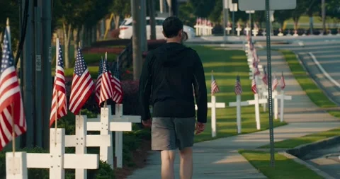 Memorial Day Flags 4K DCI Stock Footage 242553244