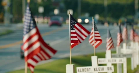 Memorial Day Flags 4K DCI Stock Footage 242553250