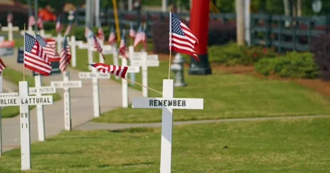 Memorial Day Flags 4K DCI Stock Footage 242553275