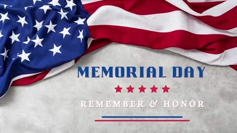Memorial Day  Honor and Remember with flag American flag waving Slow Motion Stock Footage 241674929