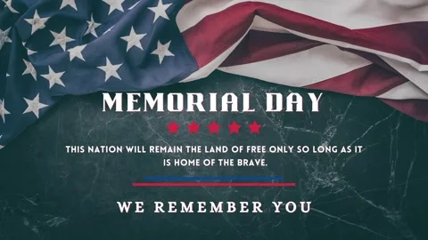 Memorial Day  Honor and Remember with flag American flag waving Slow Motion Stock Footage 241674933