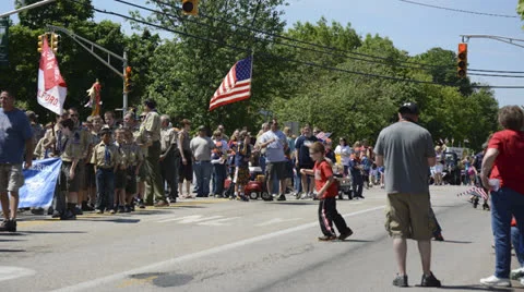 Memorial Day Parade time lapse town in United States in New Jersey Stock Footage 24692732