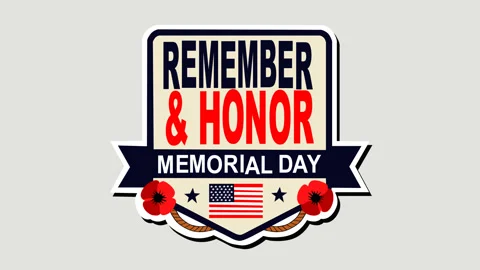 Memorial Day Remember and Honor Badge with American Flag Theme 库存影片 333661270