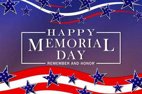 Memorial Day Remember and Honor inscription with stars and stripes. Background Illustrazione stock
