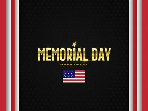 Memorial Day - Remember and honor the US flag black background and golden text. Stock Illustration