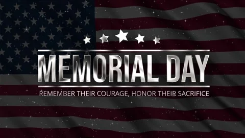 Memorial Day silver metallic text patriotic USA flag background with tribute. Vídeos de archivo 333844718