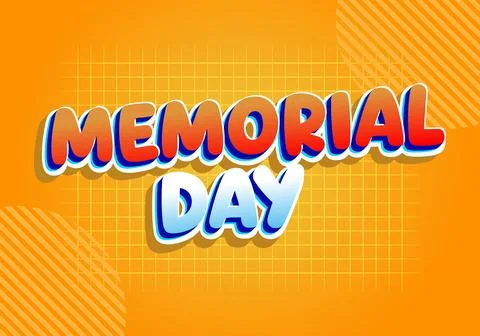Memorial day text on bright orange holiday background Stock Illustration