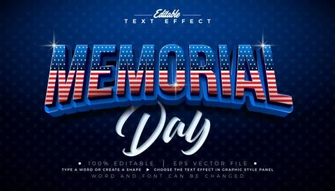 Memorial Day Text Effect Design Editable Vector Graphic Style with United Sta Stockillustratie