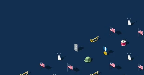 Memorial day title page of isometric loop animation Stock Footage 332425271