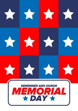 Memorial Day in United States. Remember and Honor. Celebrated in May. Vector Stock Illustration