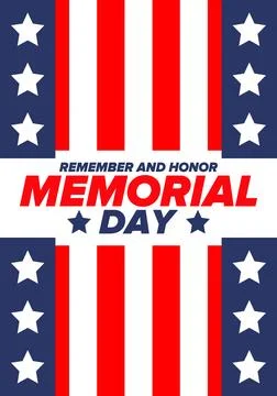 Memorial Day in United States. Remember and Honor. Celebrated in May. Vector Illustrazione stock