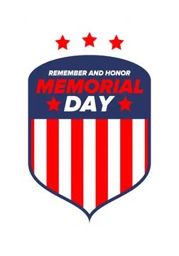 Memorial Day in United States. Remember and Honor. Celebrated in May. Vector Stock Illustration